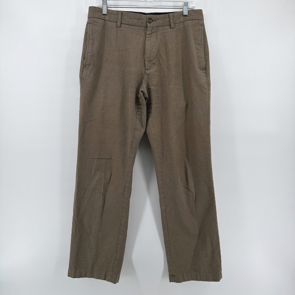 Banana Republic Gavin Mens 32x29 Brown Oxford Straight Leg Cotton Pants 947283